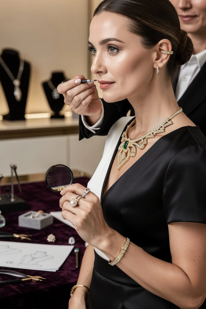 Une femme porte des bijoux Une femme porte des bijoux